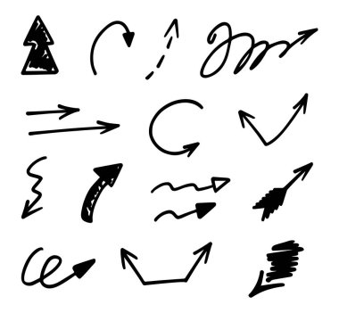 Elle çizilmiş oklar, sunum için elementler