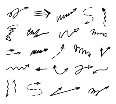 Elle çizilmiş oklar, sunum için elementler 