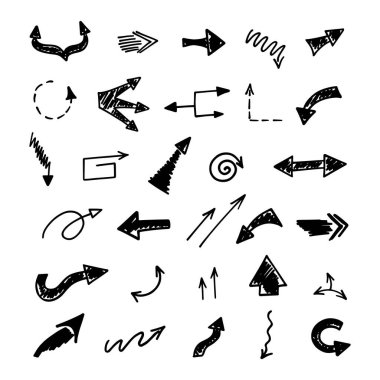 Elle çizilmiş oklar, sunum için elementler