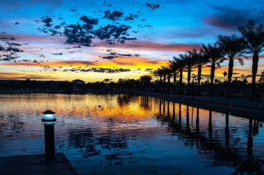 Phoenix, Arizona yakınlarındaki Tempe 'deki Riverview Park' ta gün doğumu