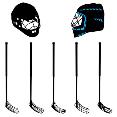 floorball equipment on a white background clipart