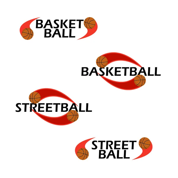 Testo pallacanestro per logo la squadra e la coppa — Vettoriale Stock