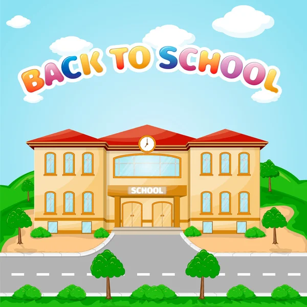 Illustratie van schoolgebouw voor back to school banner — Stockvector