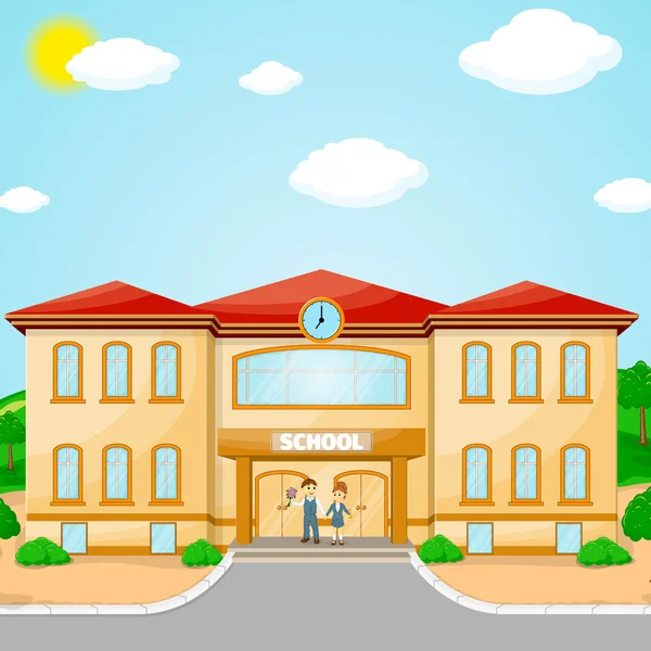 Ilustracja z budynku z powrotem do szkoły sztandar szkoły — Wektor stockowy