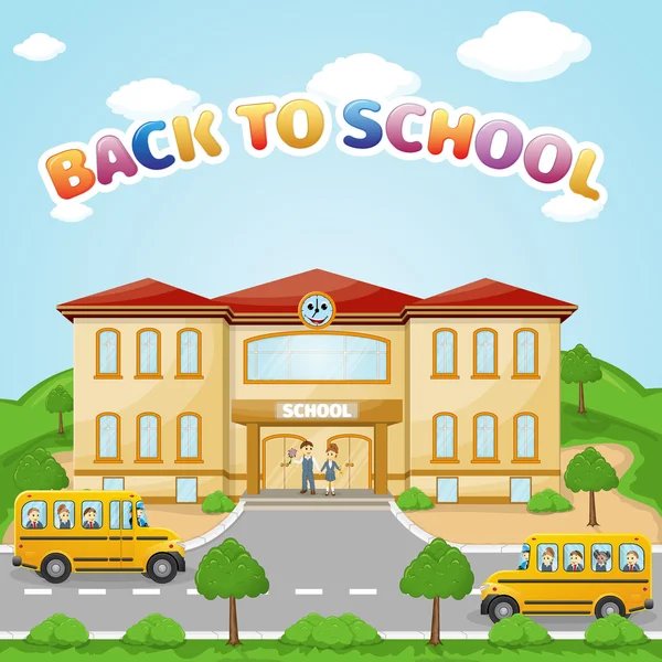 Illustratie van schoolgebouw voor back to school banner — Stockvector