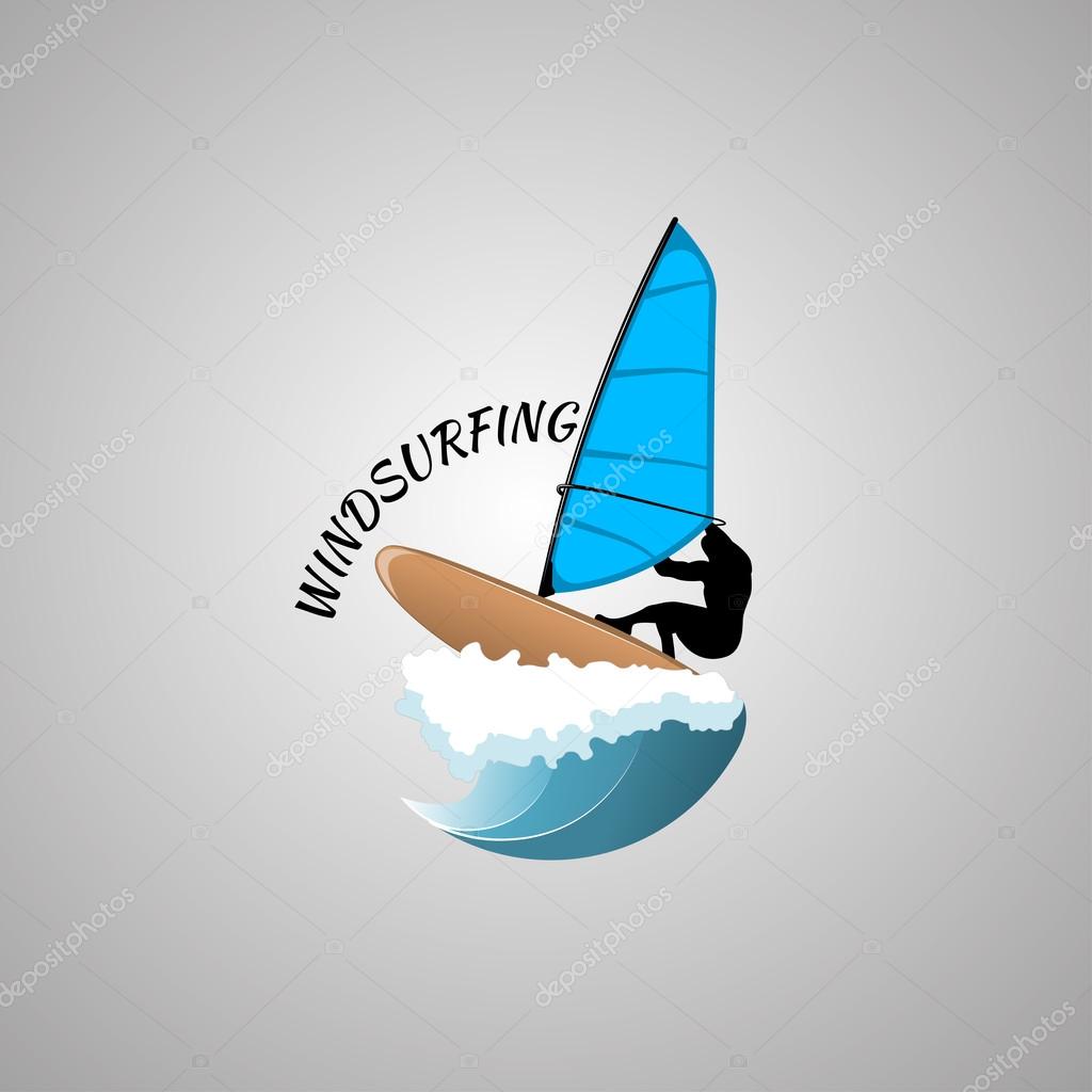 Windsurfing logo Isolated on white background. vector illustration