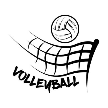 Logo voleybolu çizim tarzıyla yapılır. Voleybol topu voleybol ağının üzerinden uçar..