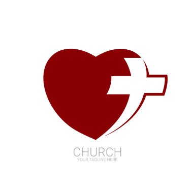 Soyut Hıristiyan çapraz logo vektör şablonu. Kilise logosu.
