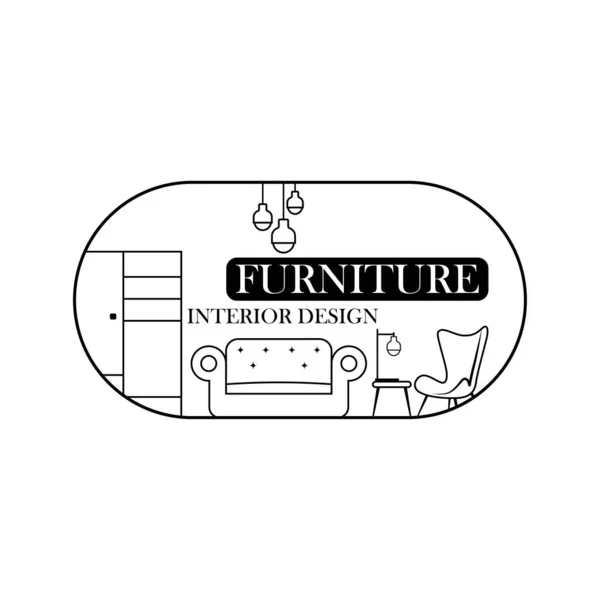 Muebles de logotipo, líneas de estilo. Símbolo e icono de sillas, sofás, mesas y muebles para el hogar. — Vector de stock