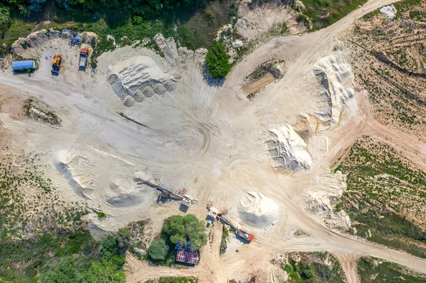 Ovanifrån Ett Stenbrott Flygfoto Från Drönare Brytning Naturresurser Eller Malm — Stockfoto