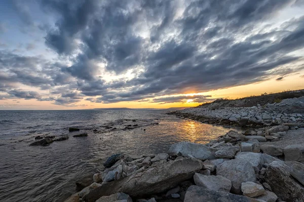 Stunning Sunset Black Sea Relaxing Horizontal View — Stock Photo, Image