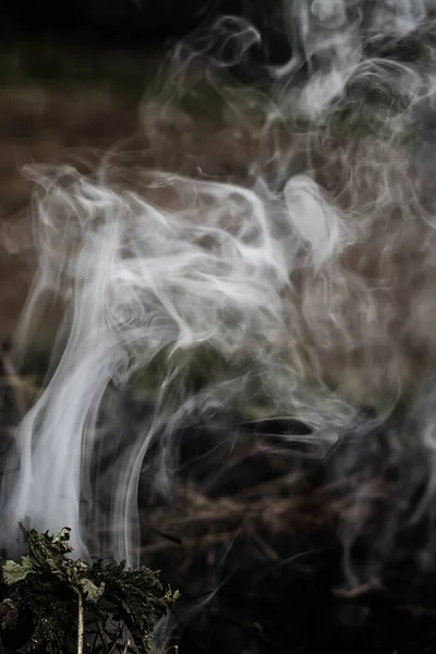 Een Rookwolk Een Donkere Achtergrond Verticaal Overzicht — Stockfoto