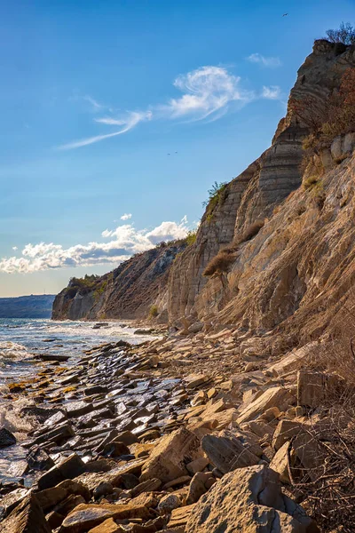 Kamiennym Wybrzeżu Nad Morzem Czarnym Widok Pionowy — Zdjęcie stockowe