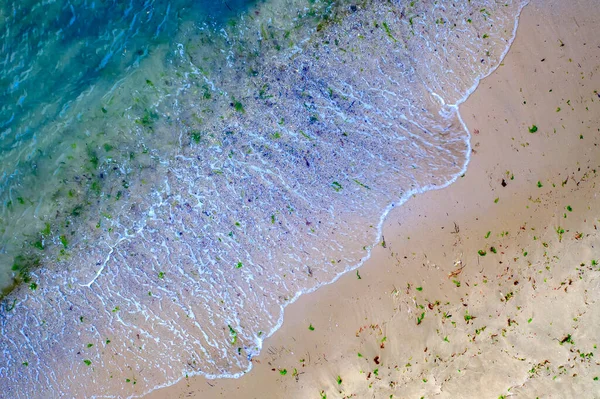 Aerial Top View Drone Seacoast Waves — Stock Photo, Image