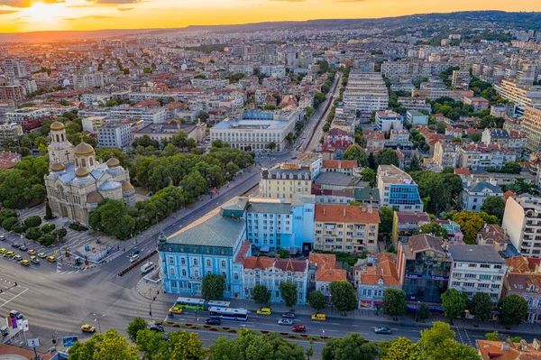 Варна Болгария Июля 2019 Года Вид Воздуха Центр Города Собор — стоковое фото