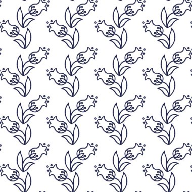 Beyaz arka planda etnik çiçeksiz desen