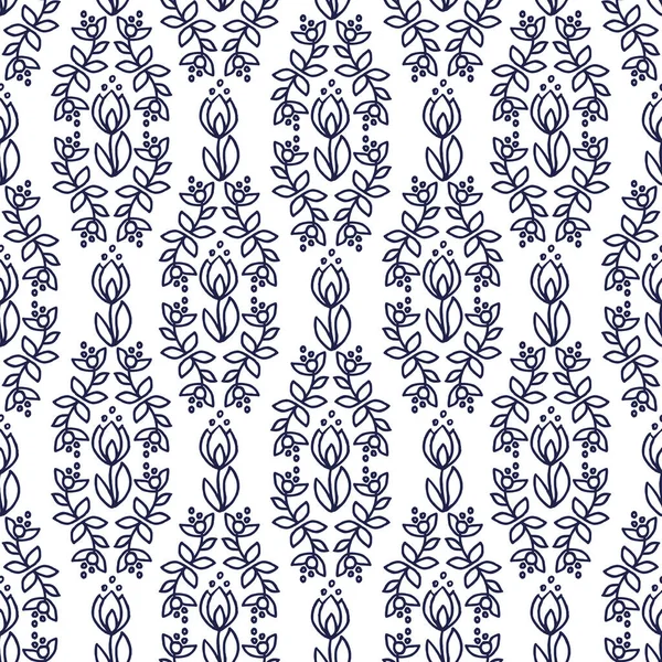 Ethnic Floral Seamless Pattern White Background — Stock Vector