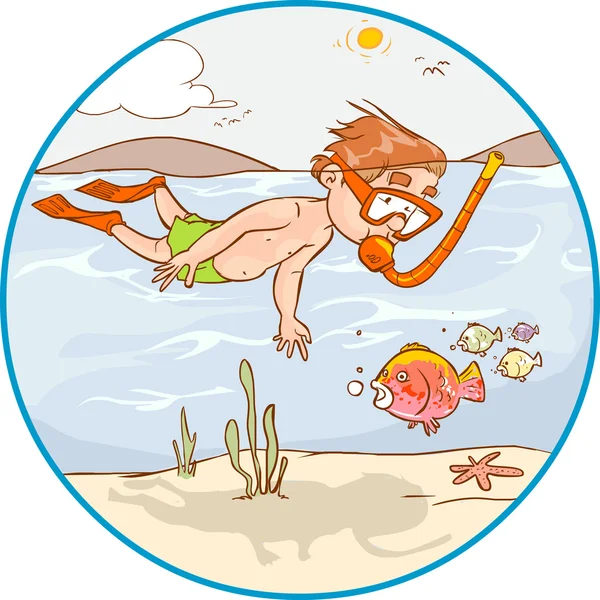 Vector illustration of a Diving Kid — Stock Vector