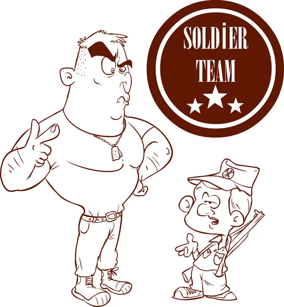 Twee soldaten met elkaar praten vectorillustratie — Stockvector