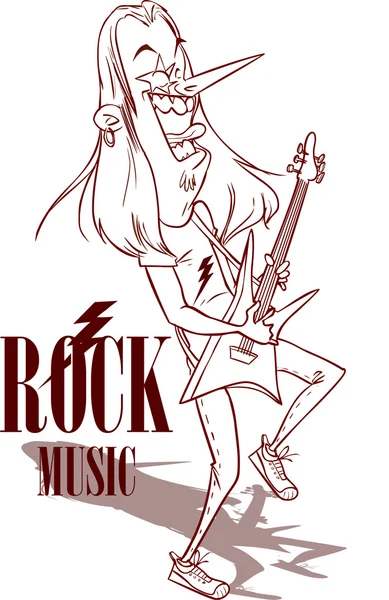 Estrela de rock com ilustração de guitarra elétrica —  Vetores de Stock