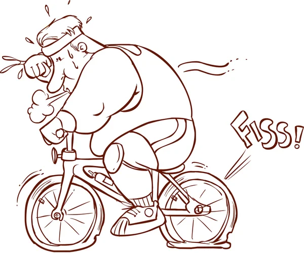 Vektorový obrázek tlustého muže jezdit na kole — Stockový vektor