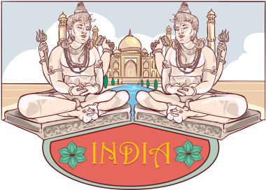 Maha Shivaratri ve Taj Maha vektör çizimi