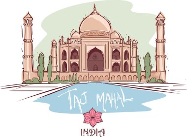 Taj Mahal'ı Hindistan vektör çizim