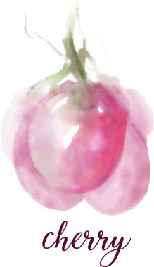 Beyaz arka planda vişne suluboya