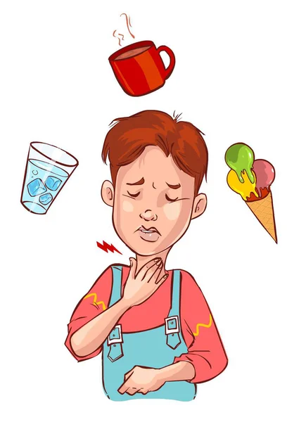 Dolor de garganta niño — Archivo Imágenes Vectoriales