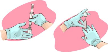 hands of a doctor administer the injection clipart