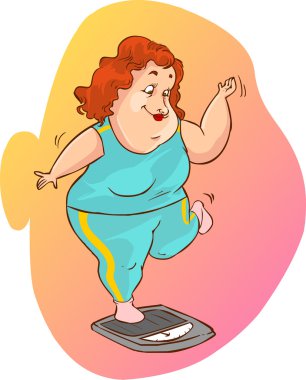 fat woman on the scales clipart