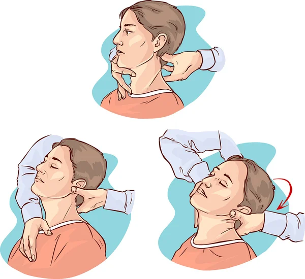 Gonstead 捏脊疗法治疗急性颈部疼痛 — 图库矢量图片