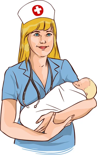 Vektoros illusztráció egy nővér baba — Stock Vector