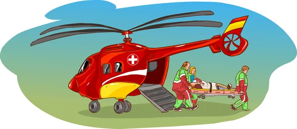 Vektor illustration av en helikopter ambulans — Stock vektor
