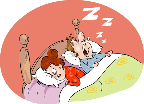 An image of a snoring husband — Stock Vector