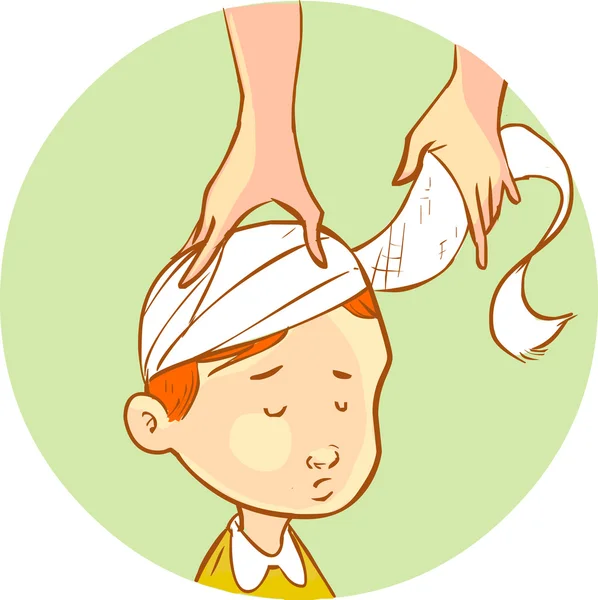 Head wrapped bandage child — Stock Vector
