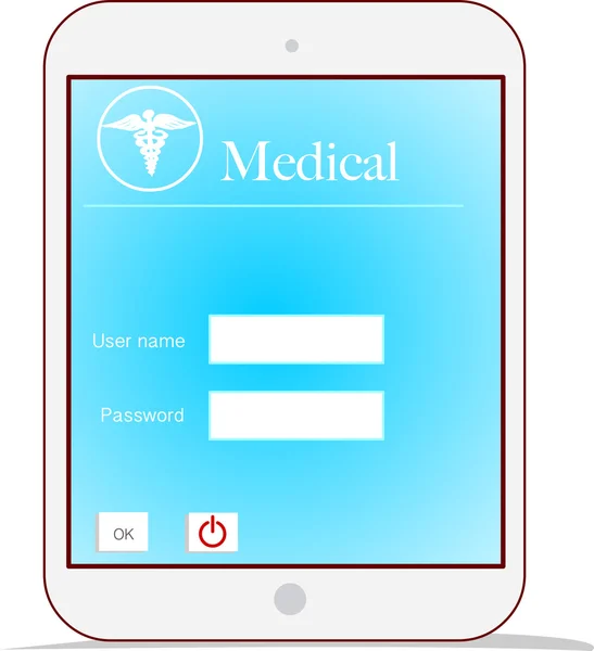 Modern handdator och virtuella gränssnitt som medicinska begrepp — Stock vektor