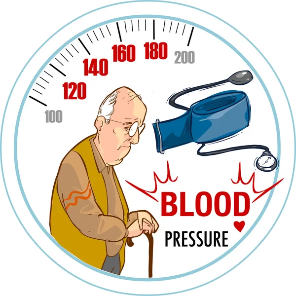 Hypertension artérielle et le vieil homme — Image vectorielle