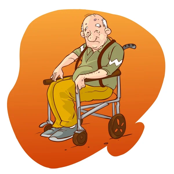 Elderly people in wheelchair — Stock Vector