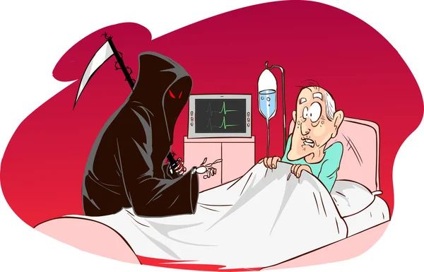 Grim Reaper and patient — Stock Vector