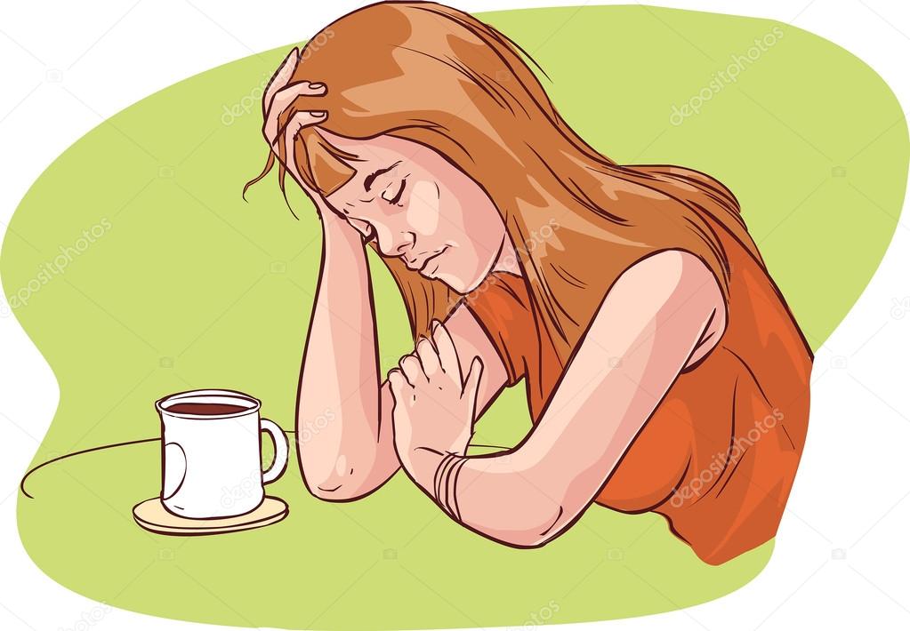 vector illustration of a tired women