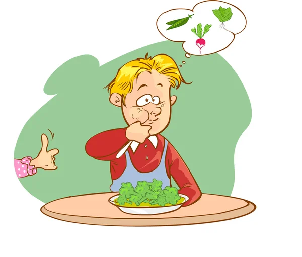 Dzieci jedzą warzywa — Wektor stockowy
