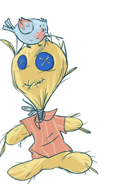 Vector illustration of a cute scarecrow — Stock Vector