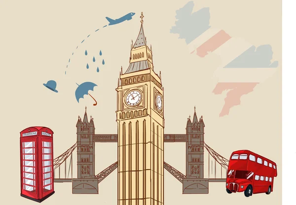 Ilustración vectorial de una Inglaterra - Londres — Archivo Imágenes Vectoriales