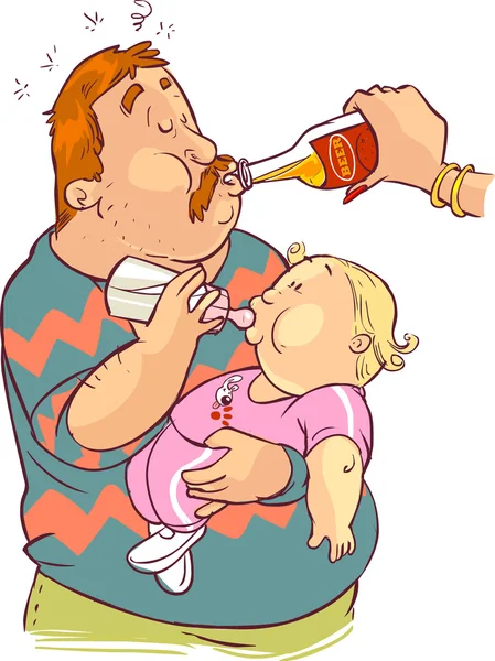 Father feeding the child — Stock Vector