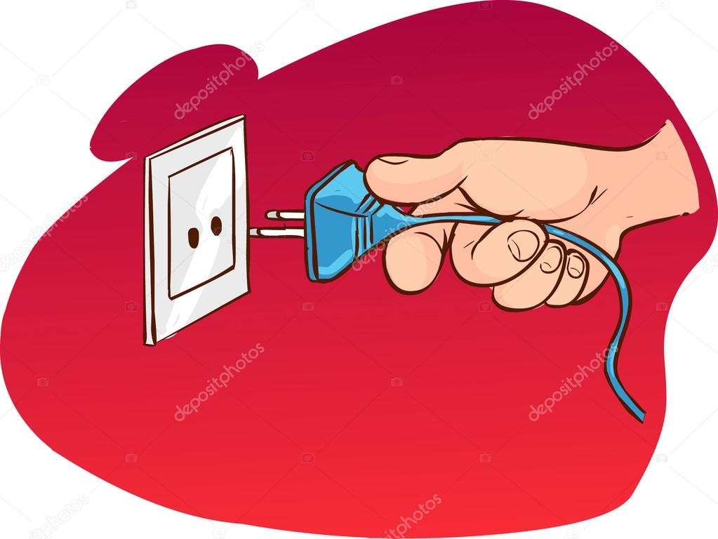 hand pulling the plug