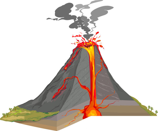 Поперечное сечение вулкана
