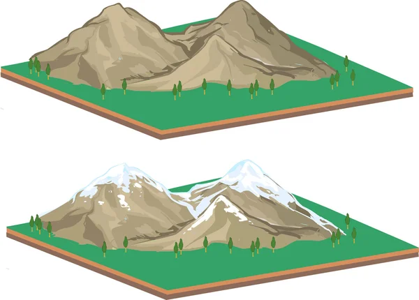 等尺性山の風景 — ストックベクタ