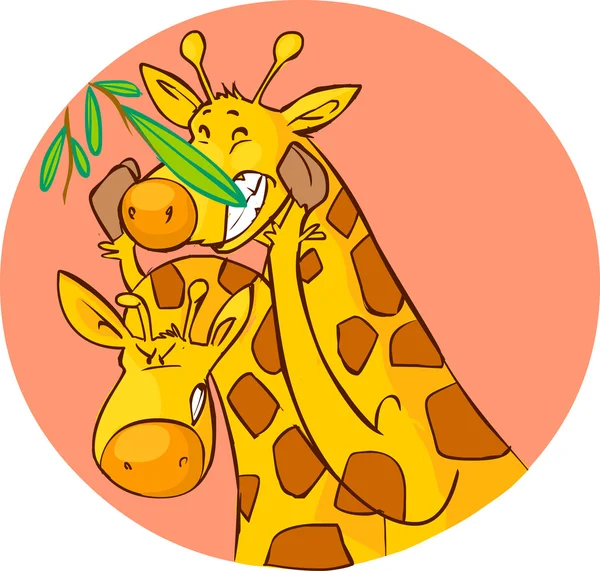 Fondo naranja jirafa ilustración — Vector de stock
