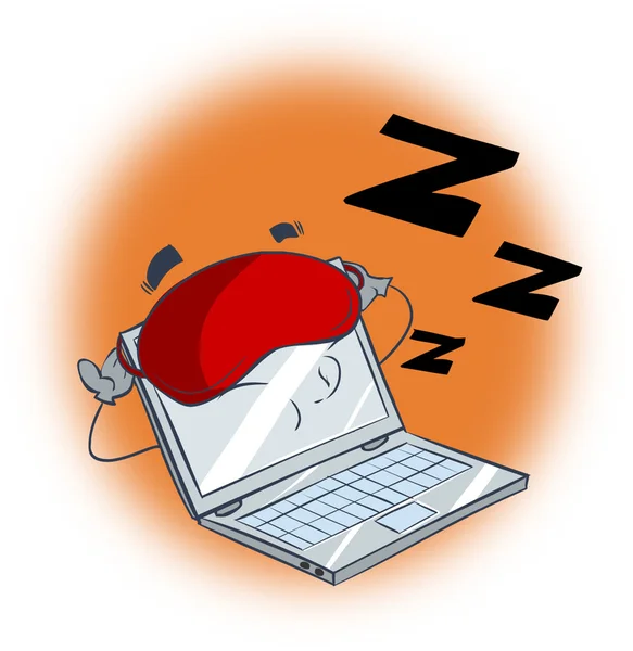 Sleeping computer illustration — Stock Vector